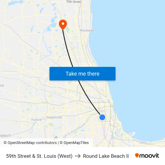 59th Street & St. Louis (West) to Round Lake Beach Il map