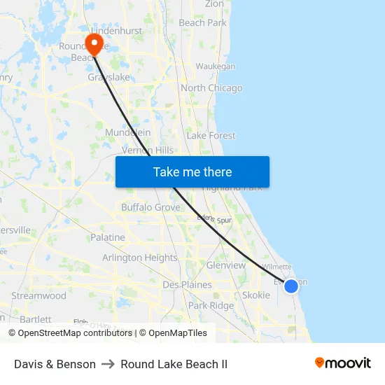 Davis & Benson to Round Lake Beach Il map