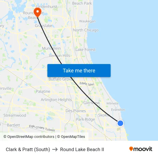 Clark & Pratt (South) to Round Lake Beach Il map