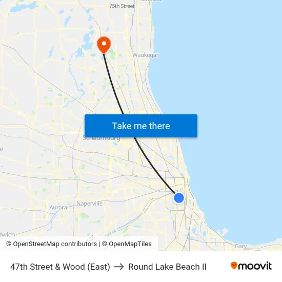 47th Street & Wood (East) to Round Lake Beach Il map