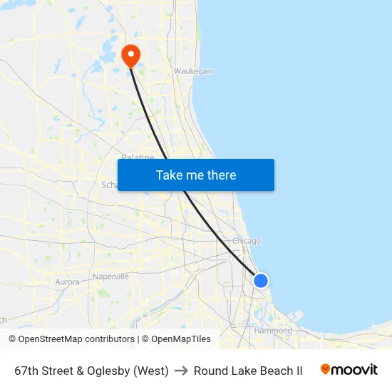 67th Street & Oglesby (West) to Round Lake Beach Il map