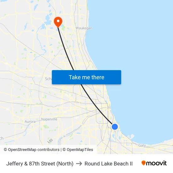 Jeffery & 87th Street (North) to Round Lake Beach Il map