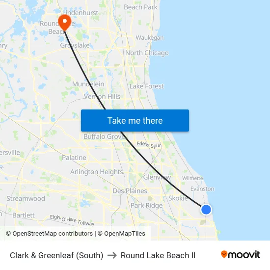 Clark & Greenleaf (South) to Round Lake Beach Il map