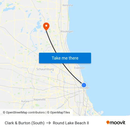 Clark & Burton (South) to Round Lake Beach Il map