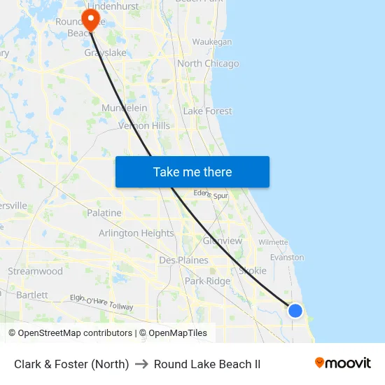 Clark & Foster (North) to Round Lake Beach Il map