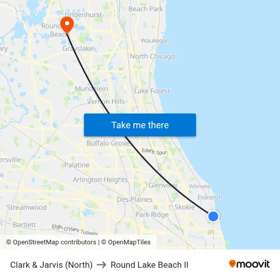 Clark & Jarvis (North) to Round Lake Beach Il map