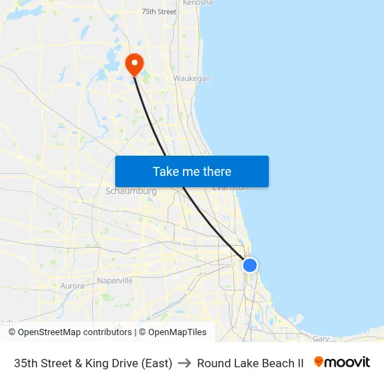 35th Street & King Drive (East) to Round Lake Beach Il map