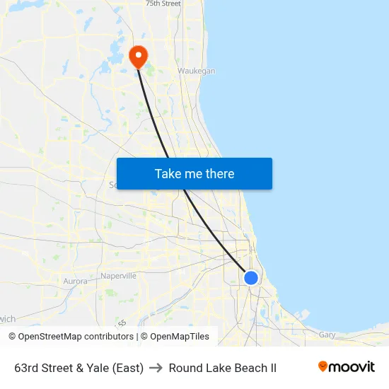 63rd Street & Yale (East) to Round Lake Beach Il map