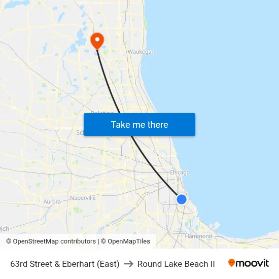 63rd Street & Eberhart (East) to Round Lake Beach Il map