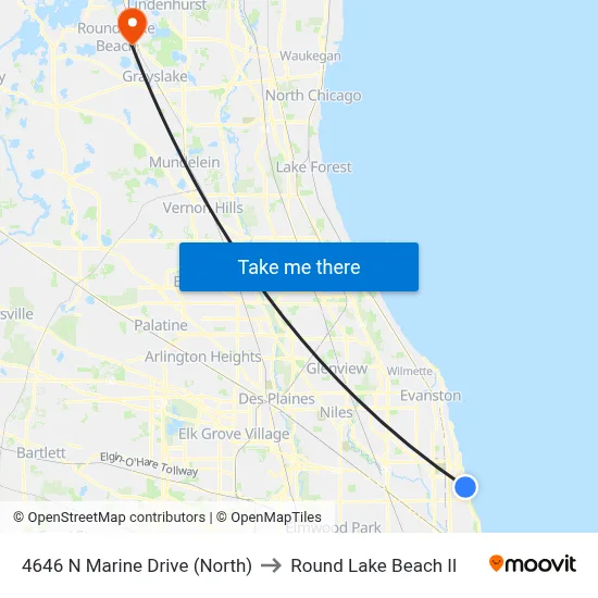 4646 N Marine Drive (North) to Round Lake Beach Il map