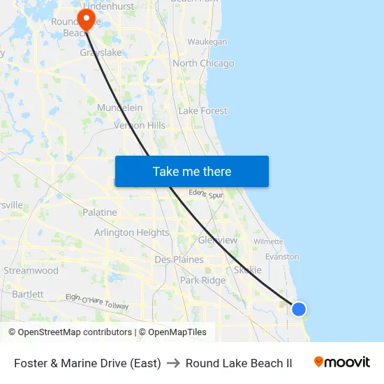 Foster & Marine Drive (East) to Round Lake Beach Il map