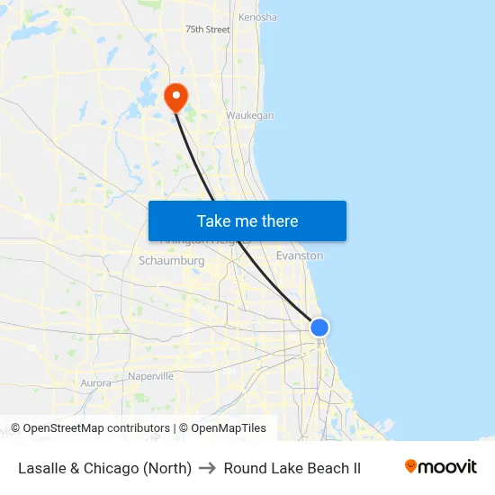 Lasalle & Chicago (North) to Round Lake Beach Il map