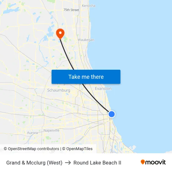Grand & Mcclurg (West) to Round Lake Beach Il map