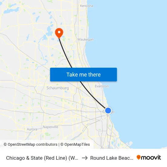 Chicago & State (Red Line) (West) to Round Lake Beach Il map