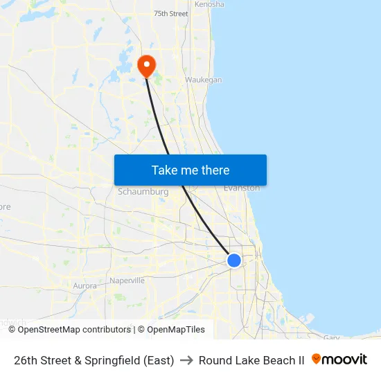 26th Street & Springfield (East) to Round Lake Beach Il map