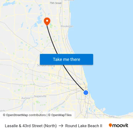 Lasalle & 43rd Street (North) to Round Lake Beach Il map