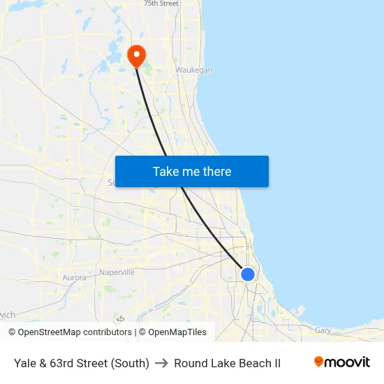 Yale & 63rd Street (South) to Round Lake Beach Il map