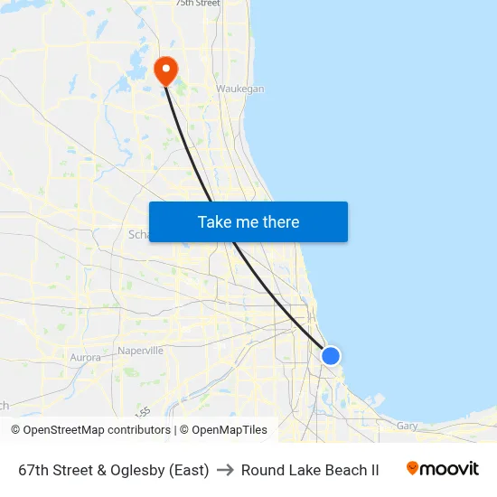 67th Street & Oglesby (East) to Round Lake Beach Il map