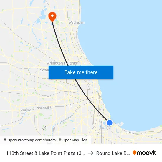 118th Street & Lake Point Plaza (3600 E) (West) to Round Lake Beach Il map