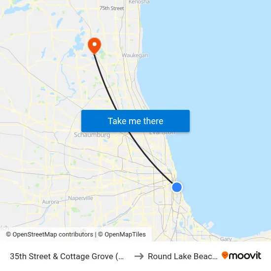 35th Street & Cottage Grove (West) to Round Lake Beach Il map