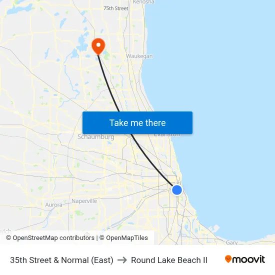 35th Street & Normal (East) to Round Lake Beach Il map