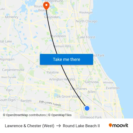 Lawrence & Chester (West) to Round Lake Beach Il map