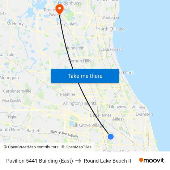 Pavilion 5441 Building (East) to Round Lake Beach Il map