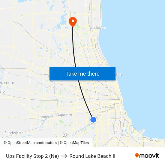 Ups Facility Stop 2 (Ne) to Round Lake Beach Il map