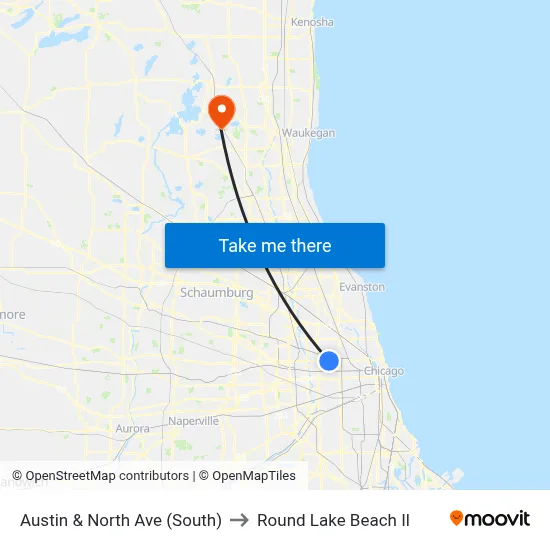 Austin & North Ave (South) to Round Lake Beach Il map