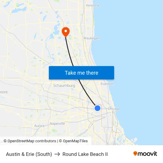 Austin & Erie (South) to Round Lake Beach Il map