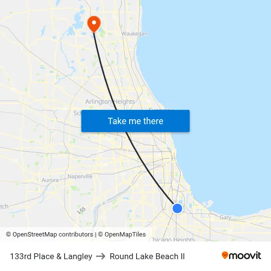 133rd Place & Langley to Round Lake Beach Il map