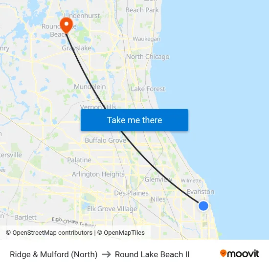 Ridge & Mulford (North) to Round Lake Beach Il map