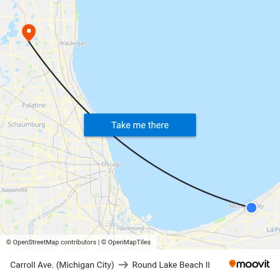 Carroll Ave. (Michigan City) to Round Lake Beach Il map