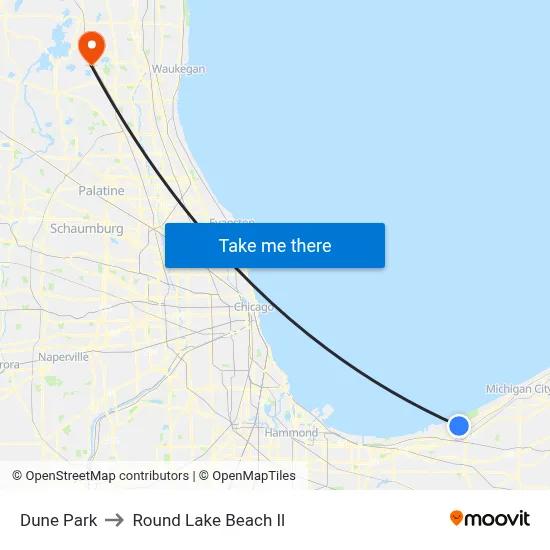 Dune Park to Round Lake Beach Il map