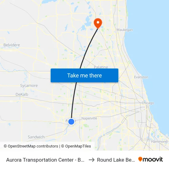Aurora Transportation Center - Bus Stop C to Round Lake Beach Il map