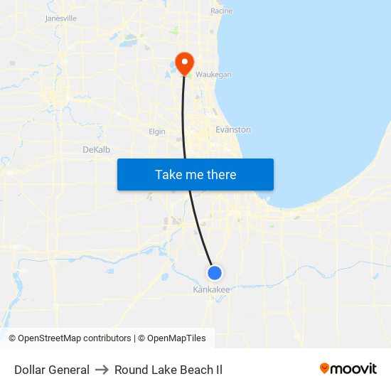 Dollar General to Round Lake Beach Il map