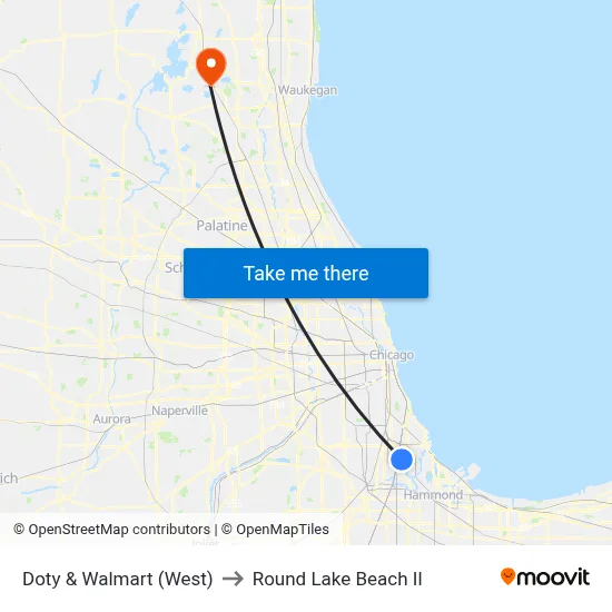 Doty & Walmart (West) to Round Lake Beach Il map