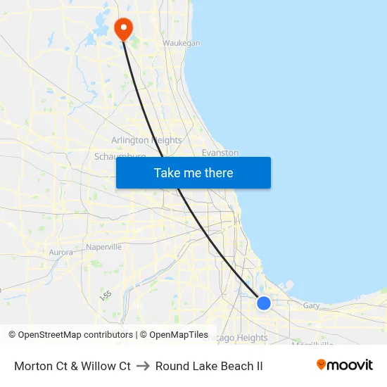 Morton Ct & Willow Ct to Round Lake Beach Il map