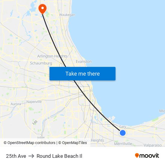 25th Ave to Round Lake Beach Il map