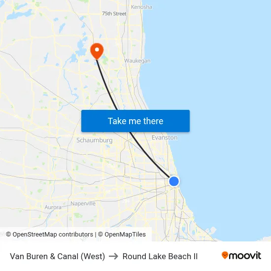 Van Buren & Canal (West) to Round Lake Beach Il map