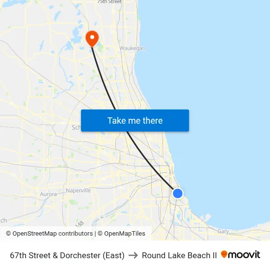 67th Street & Dorchester (East) to Round Lake Beach Il map