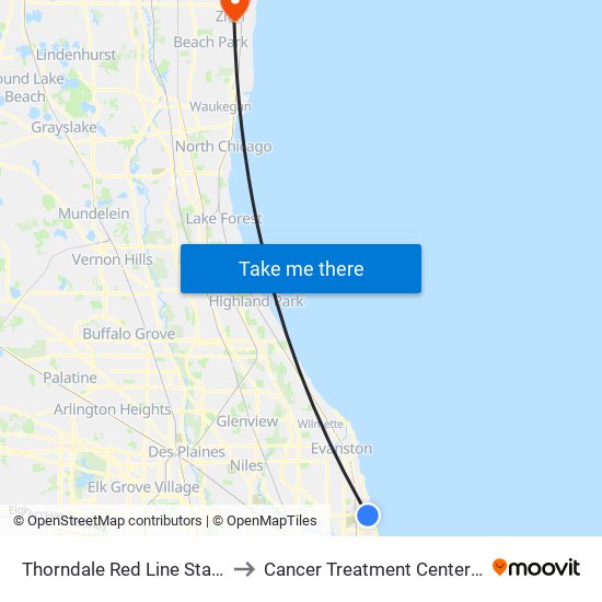 Thorndale Red Line Station (West) to Cancer Treatment Center Of America map