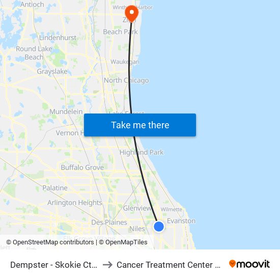 Dempster - Skokie Cta Station to Cancer Treatment Center Of America map
