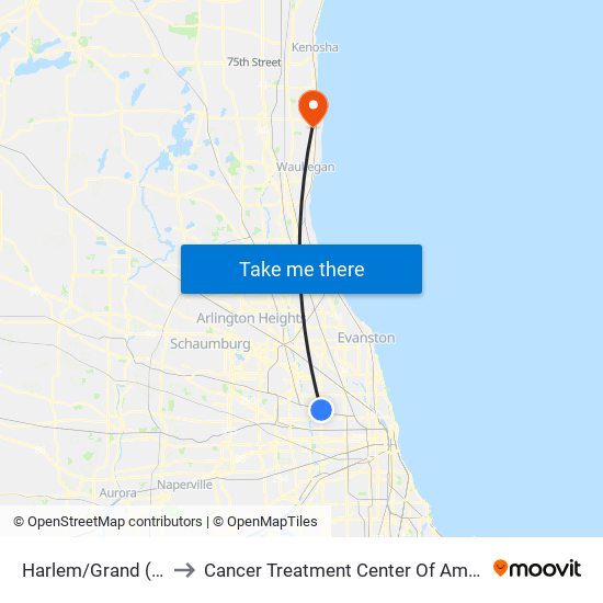Harlem/Grand (Se) to Cancer Treatment Center Of America map