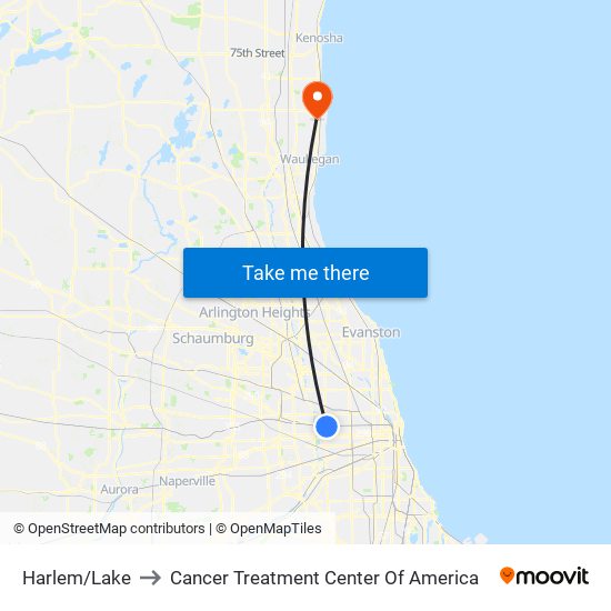 Harlem/Lake to Cancer Treatment Center Of America map