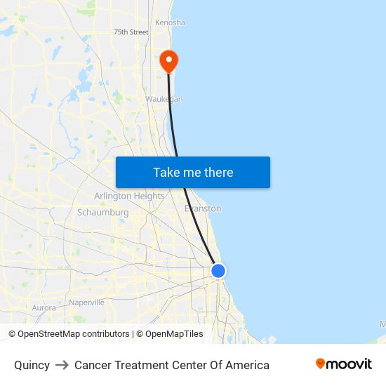 Quincy to Cancer Treatment Center Of America map