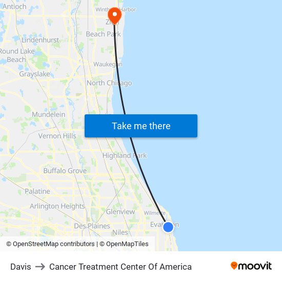 Davis to Cancer Treatment Center Of America map