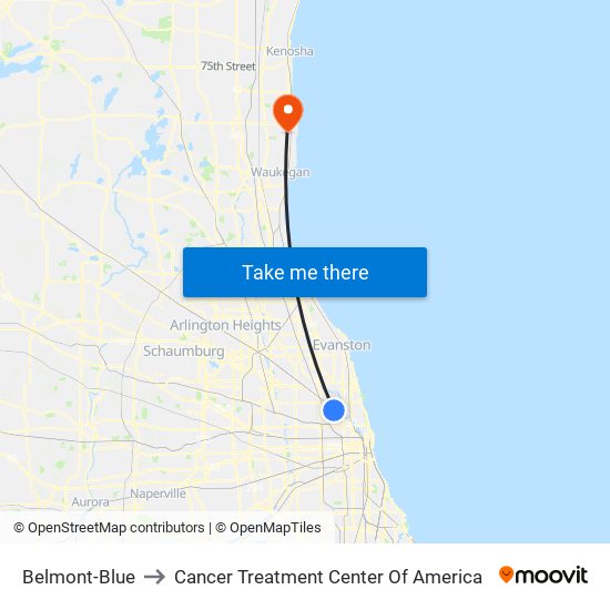 Belmont-Blue to Cancer Treatment Center Of America map