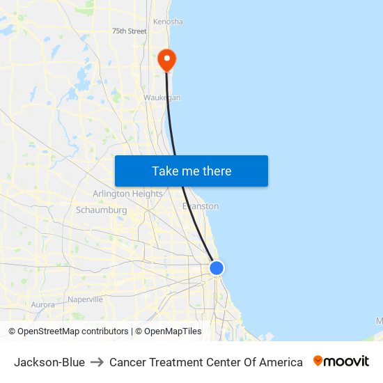 Jackson-Blue to Cancer Treatment Center Of America map