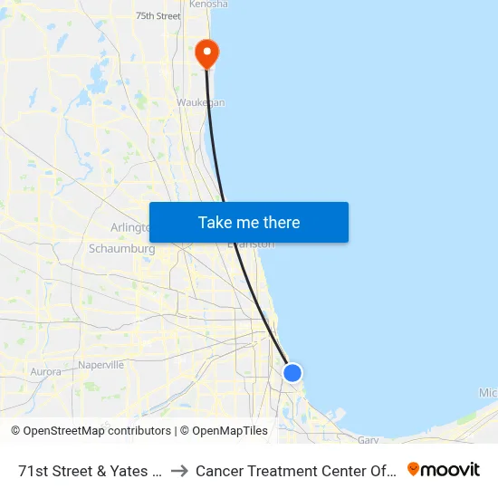 71st Street & Yates (West) to Cancer Treatment Center Of America map